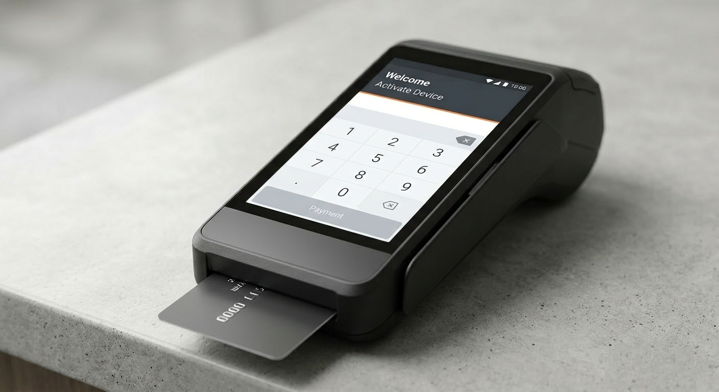 FoxPay countertop card reader handling an in-person transaction